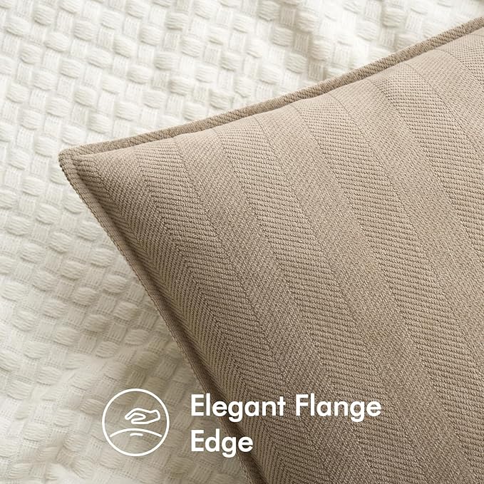 MIULEE Pack of 2 Khaki Decorative Pillow Covers 16x16 Inch Soft Chenille Luxurious Couch Throw Pillows Farmhouse Cushion Covers with Elegant Design for Sofa Bedroom Living Room Home Decor