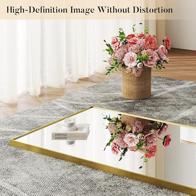 NEWBULIG Full Length Mirror 59.2"x16" for Bedroom, Full Body Mirror with Stand, Hanging or Leaning for Wall, Aluminum Alloy Thin Frame Floor Standing for Living Room, Long, Gold