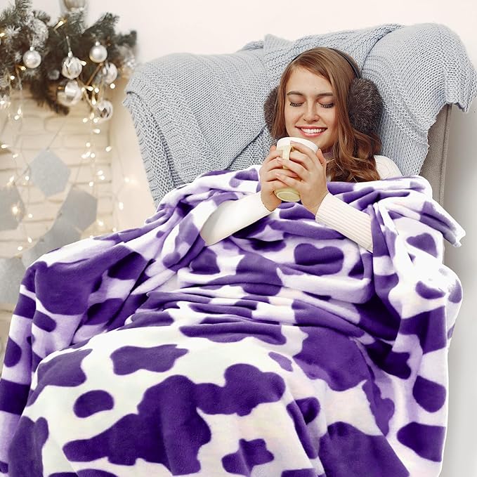 Purple Throw Blankets for Women, Lightweight Soft Warm Fuzzy Lavender Fleece Throws for Bed Couch Room Decor, Cozy Purple Gifts for Girls Women 50x60 inches