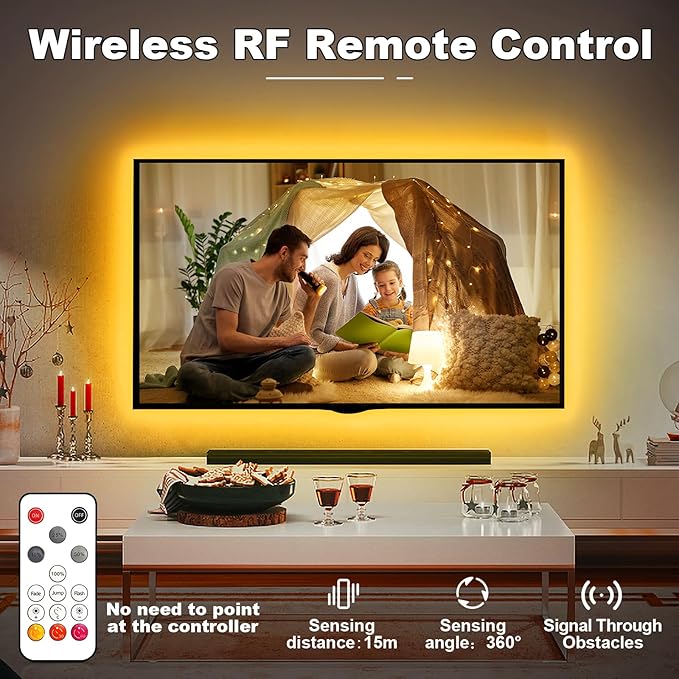 White COB Led Strip Lights Max with RF Remote, 32.8ft 2700K Dimmable Ultra Bright Warm Color COB Light Strip, Adhesive Indoor COB Led Lights for Living Room, Shelf, Cabinet