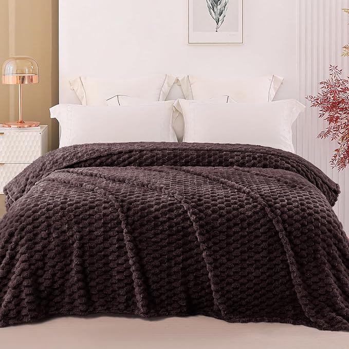 Exclusivo Mezcla Fleece Queen Blanket for Bed, Extra Large Fuzzy Coffee Bed Blankets, Soft Cozy Plush Sofa Throws for All Seasons, 90x90 Inches