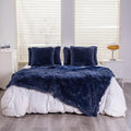 YUSOKI Long Faux Fur Twin Size Blanket,2 Layers,3.4lb for Bed Couch Home Décor Gifts Men (Navy Blue,60" x 80")