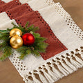 Socomi Boho Table Runner Macrame Easter Spring Farmhouse Woven Cotton Linen Rustic Table Runner with Tassels for Dresser Scarf Home Decor Dining Room 12x90 inch Terracotta Ivory
