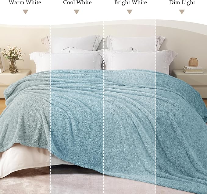 Exclusivo Mezcla Fleece Twin Size Bed Blanket, Ultra Soft, Lightweight and Fuzzy Stone Blue Blanket for Women, Home Decor, 60x80 Inches