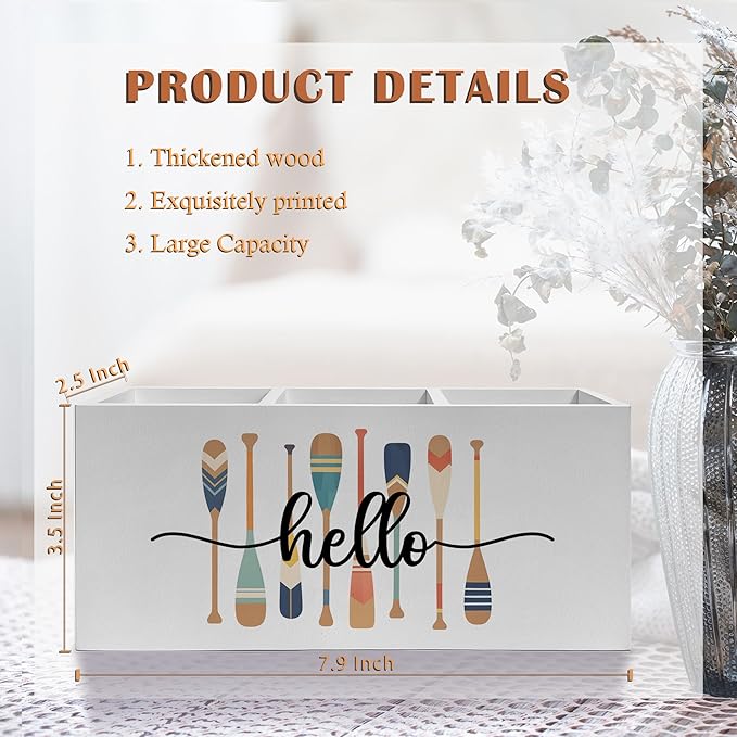 Lake Decor Pen Pencil Holder, Lake House Decor, Lakes Gifts for Women Men, Retro Colorful Paddle Pencil Pen Holder Organizer for Home Office Desk Accessories