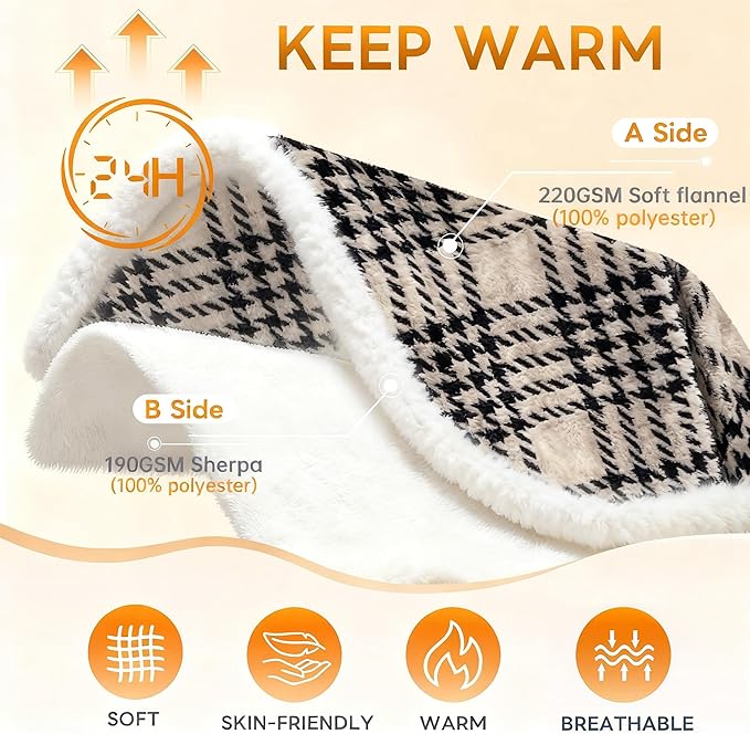 King Size Fleece Blanket for Bed - Soft Cozy Fuzzy Blankets, Soft Plush Fluffy, Reversible Flannel Blanket for Sofa, Couch All Seasons, for Women 90"x108"