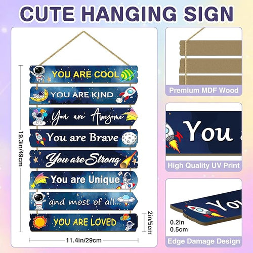 8 PCS Wood Sign Kids Room Decor (Space)