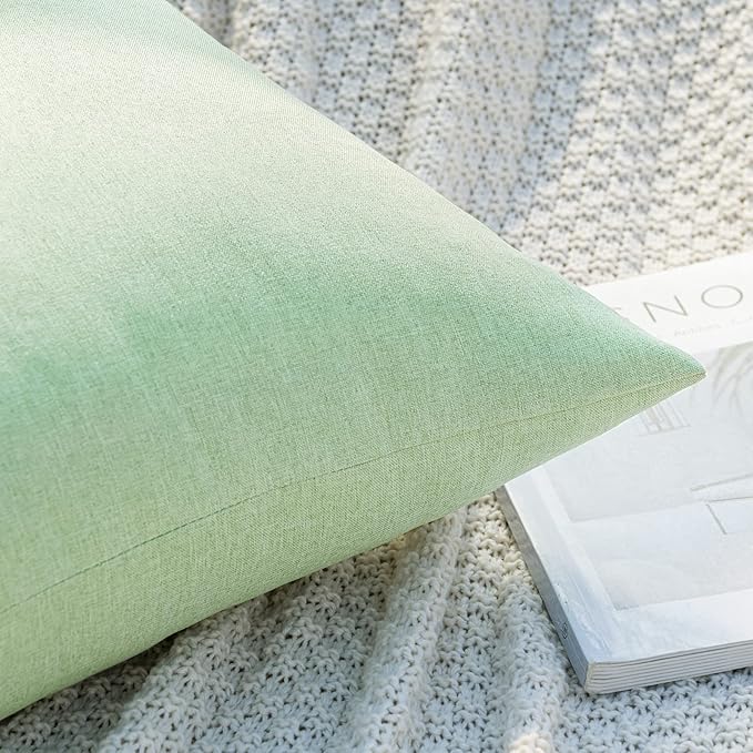 MIULEE Pack of 2 Decorative Outdoor Solid Waterproof Throw Pillow Covers Spring Faux Linen Garden Farmhouse Cushion Cases for Patio Tent Balcony Couch Sofa 18x18 Inch Sage Green