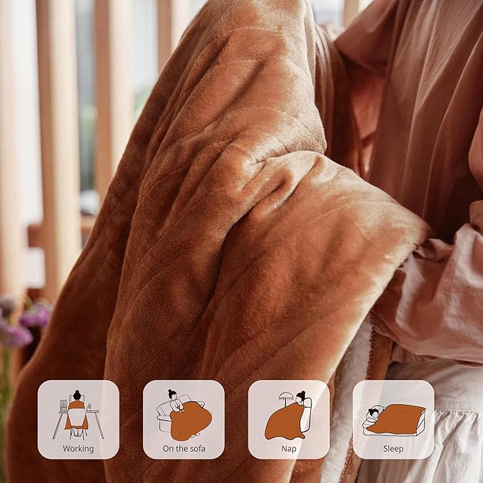 Heated Blanket Electric Throw 50" x 60" -Heated Throw Blanket with 4 Heating Levels & 3 Hours Auto Off,Machine Washable,ETL & FCC Certification(Maple Orange)