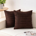 Aegero Pack of 2 Corduroy Decorative Throw Pillow Covers 16x16 Inch Soft Striped Pillow Covers Modern Farmhouse Home Decor for Sofa Living Room Couch Bed（Dark Brown）