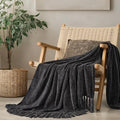 EverGrace Soft Chenille Throw Blanket for Couch, Cozy Plush Fuzzy Decorative Chenille Knit Throw Blanket with Tassels, Lightweight Blanket and Throws for Bed Sofa Gift Home Decor, Iron Black 60"x80"