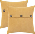 HWY 50 Mustard Yellow Chenille Throw Pillow Covers 20x20 Inch with Triple Buttons, Soft Farmhouse Accent Decorative Cushion Cases for Couch Sofa Bed Living Room Pack of 2