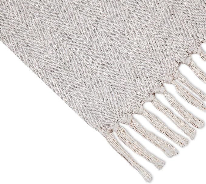 Americanflat 50x60 Throw Blanket - Soft and Breathable Cotton Throw Blanket for Couch, Bed, Chair - Decorative Blankets Perfect for Home, Office, or Outdoor Use - Cream Herringbone Design