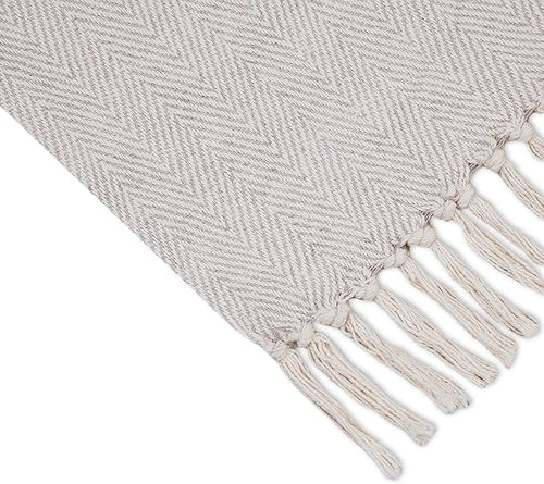 Americanflat 50x60 Throw Blanket - Soft and Breathable Cotton Throw Blanket for Couch, Bed, Chair - Decorative Blankets Perfect for Home, Office, or Outdoor Use - Cream Herringbone Design