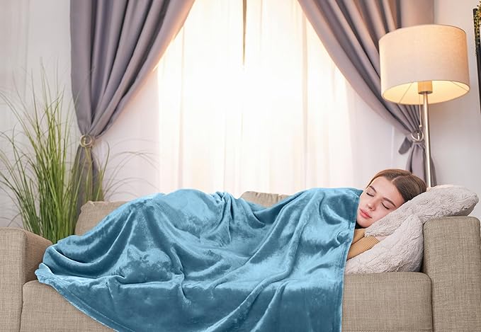 Utopia Bedding Fleece Blanket Throw Size Washed Blue 300GSM Luxury Anti-Static Fuzzy Soft Microfiber Blanket for Couch, Sofa and Bed (50x60 Inch)