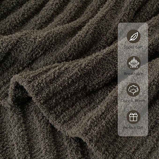 BATTILO Green Throw Blanket for Couch, Fluffy Soft Plush Knit Throw Blankets, Cozy Warm Lightweight Blanket for Bed, Sofa, Travel, Olive Green, 50"x60"