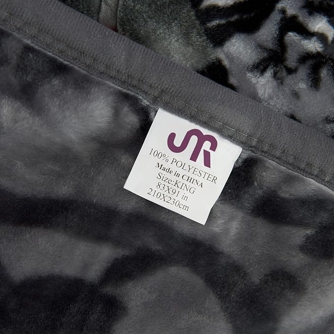 JYK Korean Mink Fleece Blanket for King Bed 83" X 91", 5.7 LB - 2 Ply Reversible Soft Warm Plush Flannel Blanket (King, Tiger/Leopard)