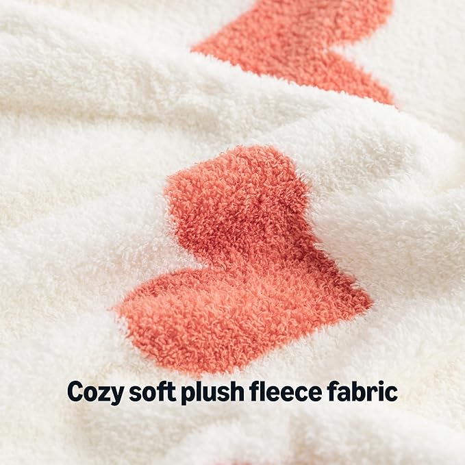 Amazon Basics Fleece Throw Blanket, Reversible Decorative Hearted Pattern for The Bed, Couch and Sofa, 60" W × 80" L, Red Heart