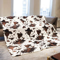 King Throw Blanket for Bed & Couch - Cow Print Blanket King Size, Extra Large Soft Cozy Fleece Throws, Lightweight Western Country Style Plush Bedding Decor for Bedroom, Living Room & Dorm 90" x 108"