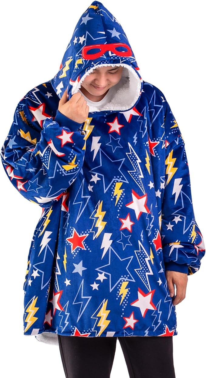 Bare Home Wearable Blanket Hoodie - Soft Plush Sherpa - Warm and Cozy - Oversized Wearable Blanket - Adult & Kid Sizes