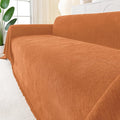 Smiry Couch Cover for Dogs, Washable Chenille Sofa Covers for 3 Cushion Couch, Soft Sofa Slipcover for Pets, Thick Sectional Furniture Protector with Tassels (Orange, 71x118 Inch)