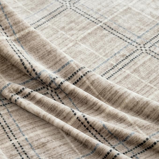 COOVA Oversized King Fleece Blanket 120x120 inches, Soft Cozy Warm Giant Extra Large 10'x10' Blanket for Bed, Sofa, Couch,Travel, Camping, California Huge Flannel Big Throw Blanket, Line Taupe