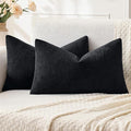 MIULEE Black Couch Pillow Covers 12x20 Inch, Set of 2 Soft Chenille Decorative Lumbar Throw Pillow Covers Farmhouse for Sofa Living Room Bed
