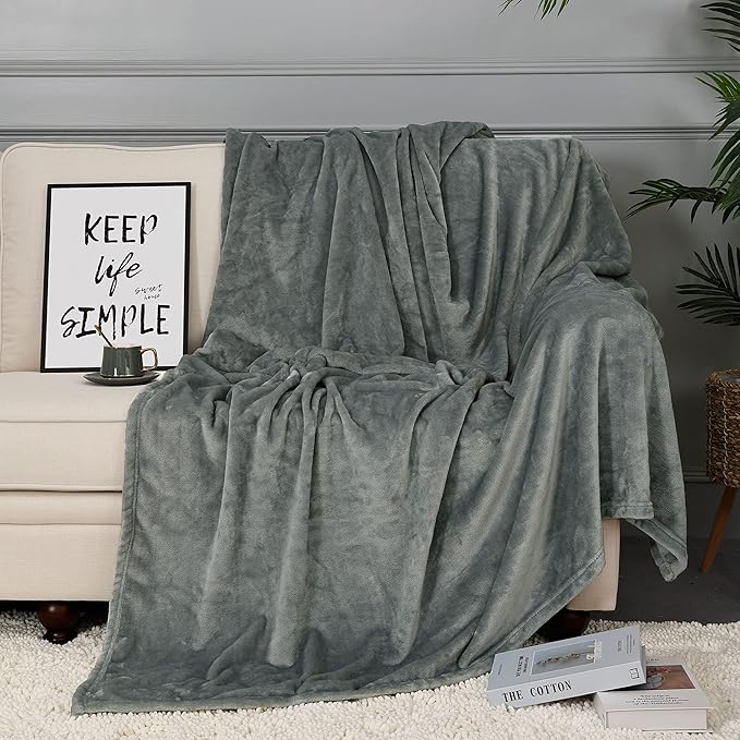 NANPIPER Fleece Blankets, Super Soft Flannel King Size Blanket for Bed, Luxury Cozy Microfiber Plush Fuzzy Blanket,Grey