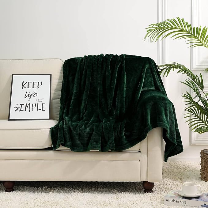 NANPIPER Fleece Blankets, Super Soft Flannel Fuzzy Blanket for Couch, Luxury Cozy Lightweight Microfiber Dog Blanket-Throw Size,Olive Green