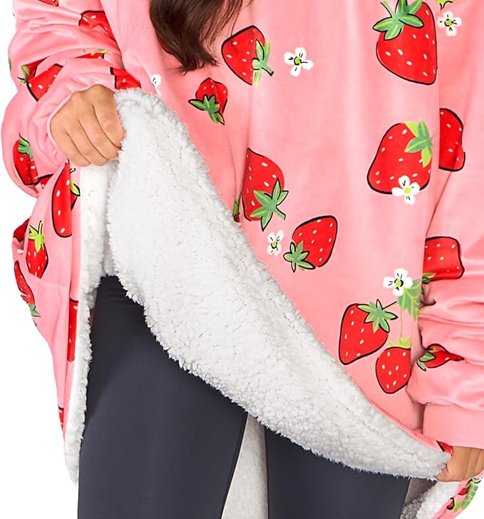 Bare Home Wearable Blanket Hoodie - Soft Plush Sherpa - Warm and Cozy - Oversized Wearable Blanket - Adult & Kid Sizes