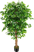 6ft Artificial Ficus Silk Tree (72in) with Plastic Nursery Pot Faux Tree, Fake Plant for Office House Farmhouse Living Room Home Decor (Indoor/Outdoor)