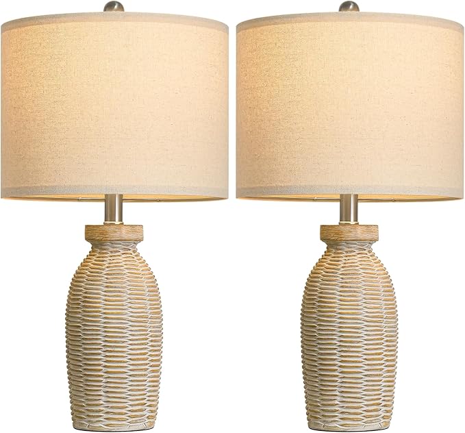 22.75" Table Lamps for Living Room Small Lamps for Bedroom Bedside Lamps Set of 2 Boho Lamps for Night Stands Nightstand Lamp Farmhouse Vintage Rustic Modern Side End Table Lamp Light Home Deco Gifts