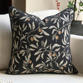 Alerfa Black Floral Throw Pillow Cover 20 x 20 Inch Sqaure Luxury Decorative Pillow Cover for Couch Living Room Bedroom