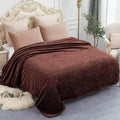 JYK Plush Fleece Blanket - Korean Mink, Queen 75" x 91", Super Soft & Warm, 3.5 LB Lightweight, Solid Color, Cozy Embossed Mink for Bed (Coffee)