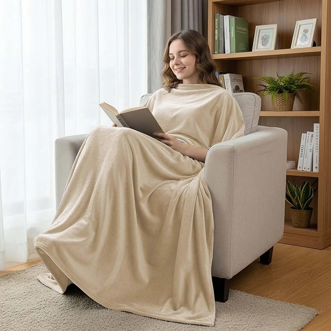 Fleece Blanket Full/Queen - 80x90 Inch Lightweight & Buttery-Soft Throw for Bed, Sofa, Camping | 300GSM Cloud-Touch Microfiber | Cozy Essentials for Travel & Movie Nights, (Cream)