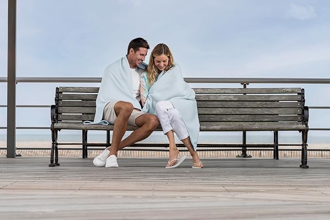 MV Sport Lightweight Sweatshirt Blanket Throw – Warm & Cozy, Breathable Oversized Fleece Knit, Couch, Bed, Travel, Cold Nights, and Outdoors – Soft Light Weight Blanket 54" x 84" Arctic Blue