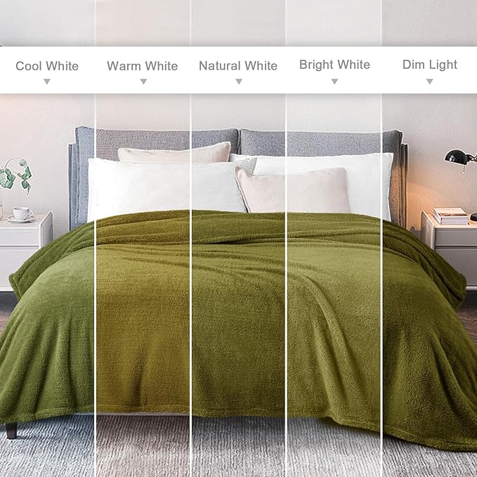Exclusivo Mezcla King Size Blanket for Bed, Super Soft Velvet Plush Fleece Blankets, Fuzzy Cozy and Warm for Winter, 90x104 Inches, Olive Green
