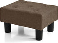 BRIAN & DANY Small Foot Stool, Linen Foot Stools with Legs, Stable Small Footstool for Living Room, Brown