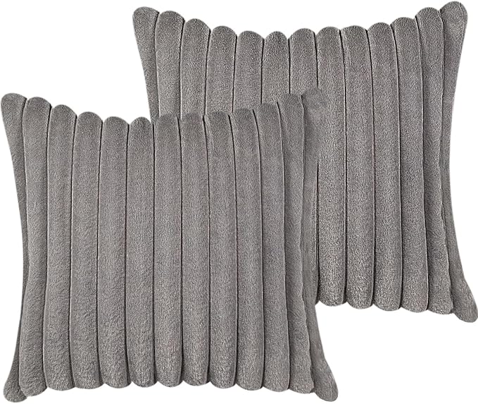24x24 Pillow Covers, Decorative Faux Fur Throw Pillow Covers for Couch, Sofa Soft Fluffy Pillow Cover with Velvet Back for Living Room, Neutral Home Décor Accent for Bed - Dark Gray