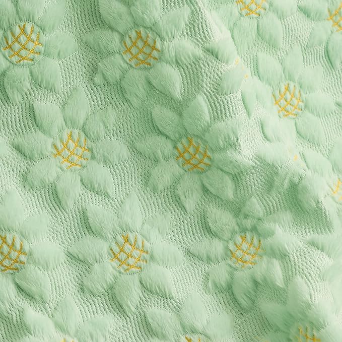 Horaldaily Spring Summer Blanket Throw, Green Sunflower Soft Fuzzy Plush Faux Fur Cozy Blankets for Couch Sofa Bed Lounging, Ideal Gifts for Kids Adults Wife Self, 60x80