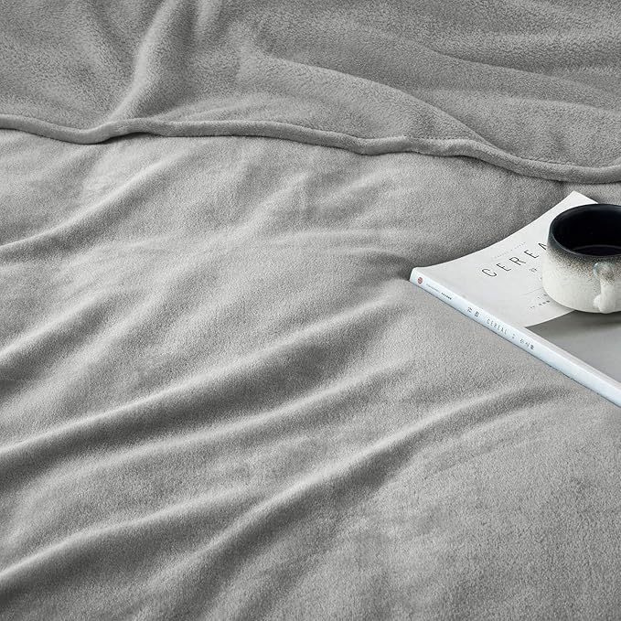 IR Imperial Rooms Fleece Blanket - Super Soft Fluffy Light Grey Throw Blanket for Sofa and Bed - Warm and Cozy Lightweight 400 GSM Microfiber Bed Throws Blankets, 50x60 Inches (Throw/Travel)