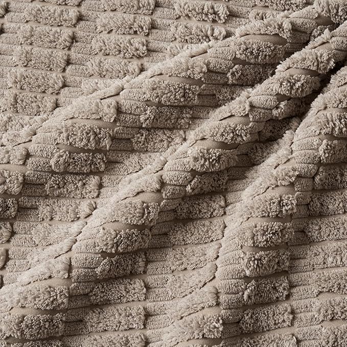 MIULEE Pack of 4 Light Brown Corduroy Decorative Throw Pillow Covers 20x20 Inch Soft Boho Striped Pillow Covers Modern Farmhouse Home Decor for Sofa Living Room Couch Bed