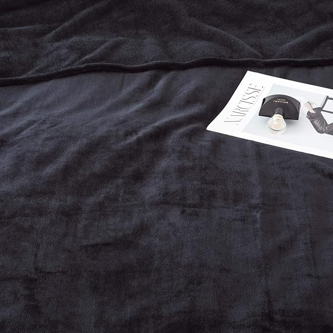 IR Imperial Rooms Fleece Blanket Twin Size 60x80 Inches - Super Soft Fluffy Black Throw Blanket for Sofa and Bed - Warm and Cozy Lightweight 400 GSM Microfiber Bed Throws Blankets