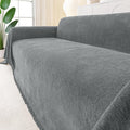 Smiry Couch Cover for Dogs, Washable Chenille Sofa Covers for 3 Cushion Couch, Soft Sofa Slipcover for Pets, Thick Sectional Furniture Protector with Tassels (Grey, 88.5x134 Inch)