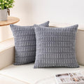 Aegero Pack of 2 Corduroy Decorative Throw Pillow Covers 20x20 InchSoft Boho Striped Pillow Covers Modern Farmhouse Home Decor for Sofa Living Room Couch Bed（Light Grey）