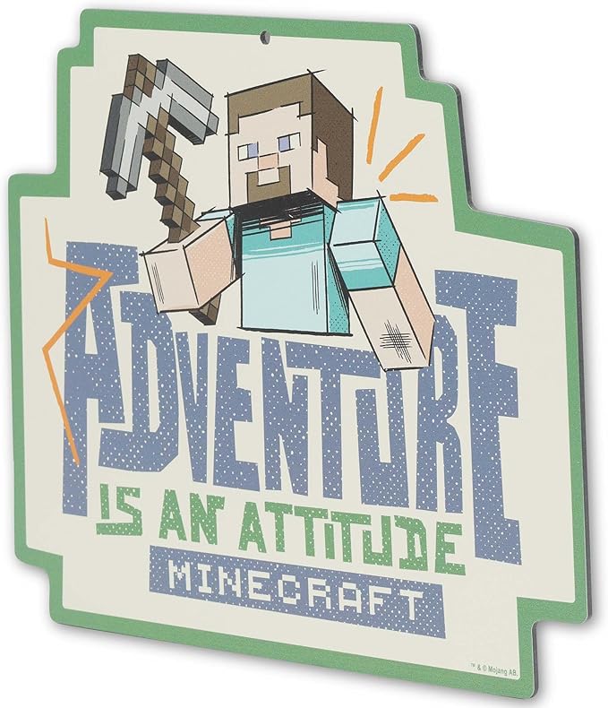 Minecraft Adventure Is an Attitude Metal Wall Decor - Fun Minecraft Sign for Bedroom or Game Room