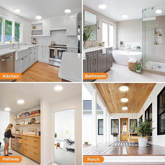 Flush Mount Ceiling Light Fixtures - 3000K-4000K-6500K & 100W Equivalent Flat Led Lights for Room Ceiling,7.5Inch Ultra Thin Round White Ceiling Lights for Living Room,Bedroom,Kitchen,Bathroom,Hallway