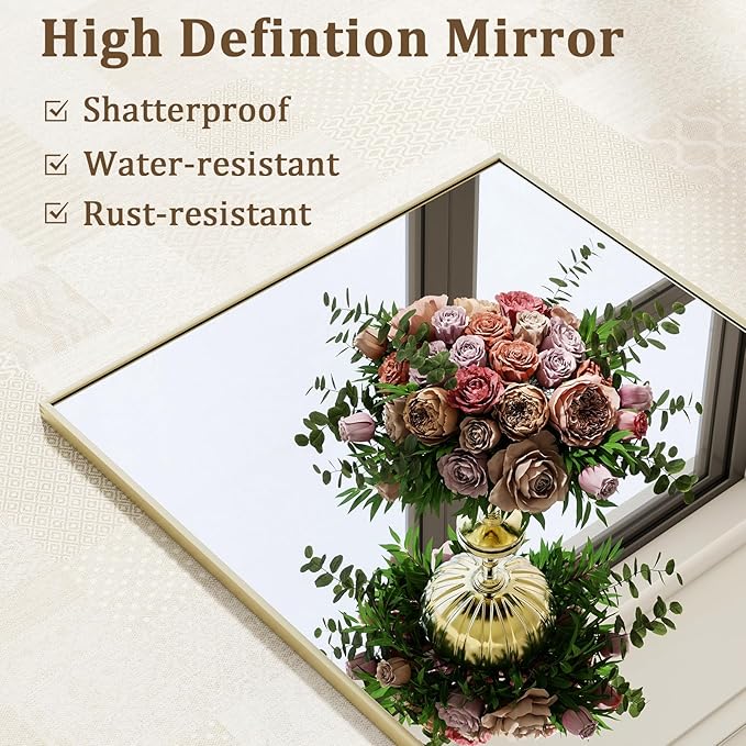 80" x 40" Oversized Full Length Mirror with Stand, Standing/Leaning/Wall Mounted Large Full Body Floor Mirror for Bedroom, Living Room, Entryway, Cloakroom with Aluminum Alloy Frame Gold