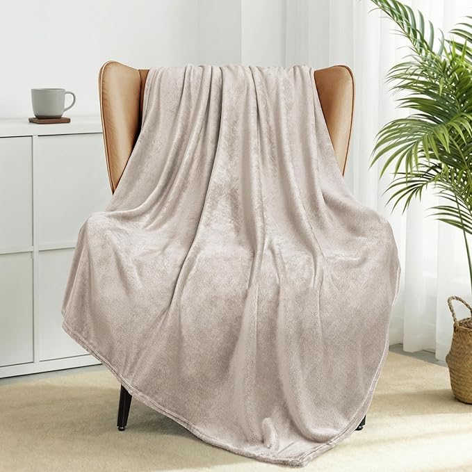 Exclusivo Mezcla Fleece Camel Throw Blanket for Couch, Sofa, Super Soft and Warm Blankets, All Season, Cozy, Plush, Lightweight, 50x60 Inches