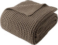 Bunnikins & Clover Knitted Waffle Throw Blanket 60x80 Inches, Camel Tan Throw Blanket for Couch, Tan Blanket Fluffy Cozy Knit Soft Throws for Women Mothers Birthday Gifts